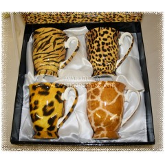 McIntosh Fine Bone China "Go Wild" Set of 4 Mugs